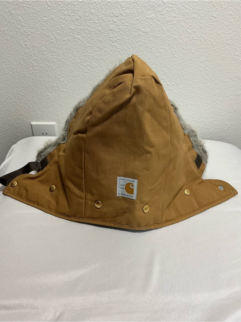 Carhartt Tan Arctic Trapper Hat with Faux Fur Trim